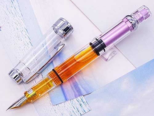 4 x 3008 Fountain Pen Upgrated Fine Nib, Silver Trim,Piston Filling, Transparent