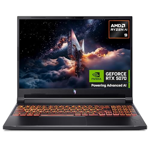 acer Nitro V16 AI ANV16-42 Gaming Laptop - AMD Ryzen AI 9 365, 32GB, 1TB SSD, NVIDIA GeForce RTX 5070, 16" WUXGA 180Hz, Windows 11, Black