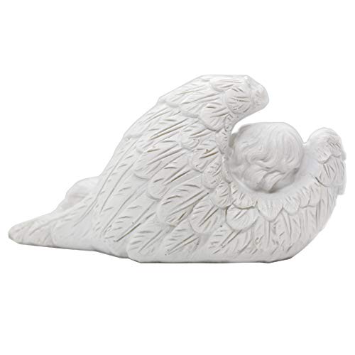 Kiaotime Sleeping Baby Angel Statue Cherub In Wings Feathers Statue Figurine Indoor Outdoor Guardian Home Garden Angel Sculpture Statuette Shelf Sitter Angel Collection Angel Wings Memorial Angel Statue thumb #1
