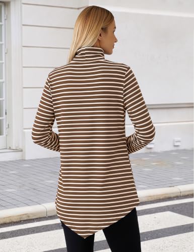 Image of JUSTFASHIONNOW Turtle Neck Shirts for Women Long Sleeve Fall Tunic Tops