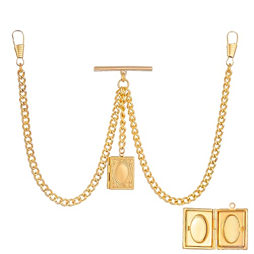 Cadena de reloj de bolsillo Albert con medallón dorado de 8 pulgadas para chaleco