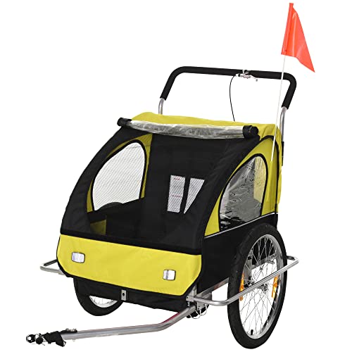 HOMCOM Remolque de Bicicleta para Niños de 2 Plazas...