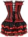 ADELCE Women's Burlesque Stripe Butterfly Bow Corset Body Shape Bustier Corsets with Tutu Skirt Red 2XL