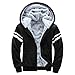 Produktbild MRULIC Herren Hoodie Pullover Winter Warme Fleece Jacke Zipper Sweater Jacke Outwear Mantel RH-054 (EU-48/CN-XXL, Y3-Schwarz)