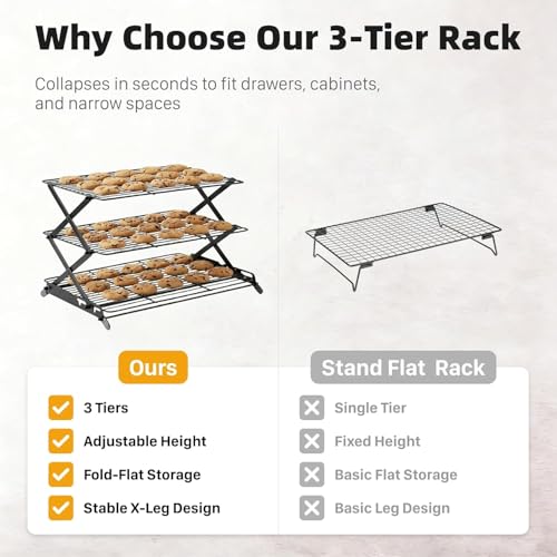 Grille de refroidissement pliable et réglable en hauteur pour cake - 3