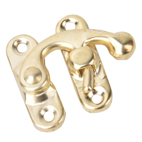 30PCS Antique Hook Hasp, Small Box Hasps Small Latch Antique Bronze Right Latch Hook Hasp Jewelry Box Latch 3.2 X 2.8cm (Yellow Right Hook)
