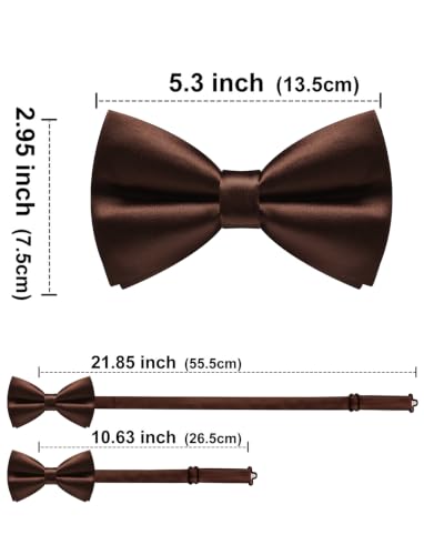 Image of Solid Color Bow Ties for Men Silk Pre-tied Tuxedo Bowtie Set 4PCS