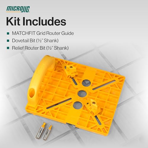 MICROJIG MatchFit Grid Routing Guide Kit, Router Jig Tool for Dovetail Clamping Tracks, Easy Setup, Self-Indexing Design, for 1/2\" Shank, Woodworking Tools, MFRG-400-050 - Thumbnail 6