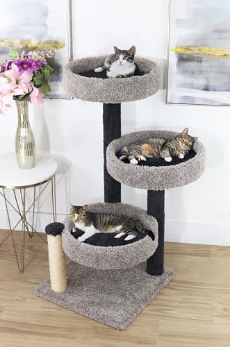 Prestige Cat Trees XXL Heavy-Duty Cat Tree Extra-Large Solid-Wood Haven for Big & Multiple Household Cats in Colors Black and Gray