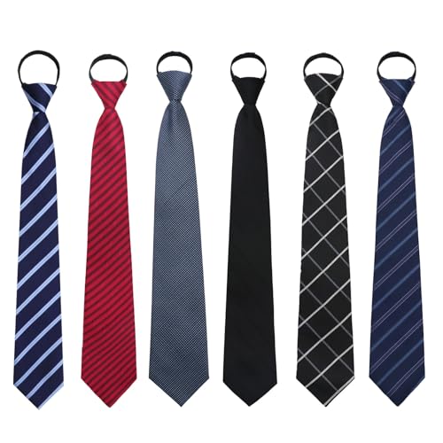 Image of Mens Ties Zipper Ties for Men, Pre Tied Mens Tie 4 Pack Adjustable Mens Neckties for Business Wedding Party