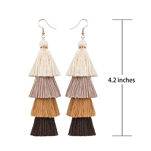 Eigso 9 Pairs Colorful Layered Gradient Drop Dangle Tassel Earrings Set For Women Girls Boho Jewelry #TOP1