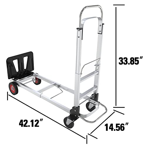 Collapsible Hand Truck & Hand Cart 2-In-1, Aluminum Dolly Cart For Moving, Large Capacity Cart To Stack Many Layers, Not For Too Heavy Goods, Portable And Easy To Store. #TOP1