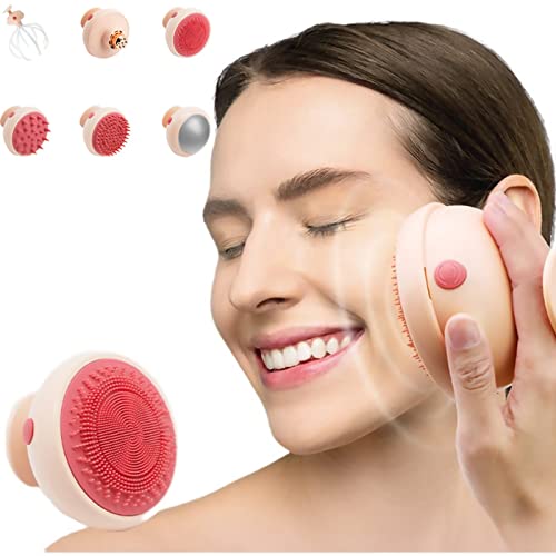 Masseur électrique de cuir chevelu en silicone : pack de 6 brosses à shampoing multifonctions