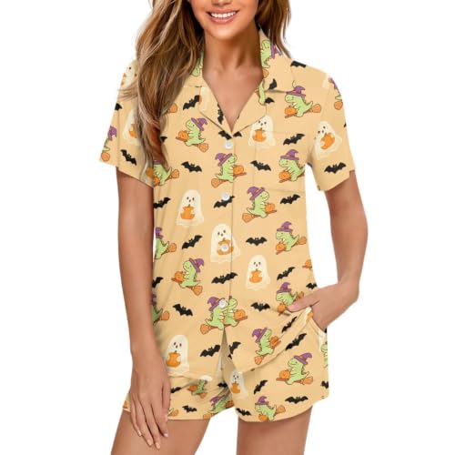 Image of Women's Short Sleeve Sleepwear Pajamas Nightwear with Pockets