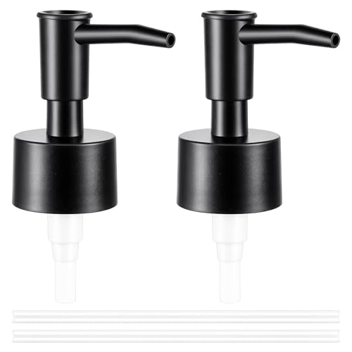 2 Stück Schwarz Matt Seifenspender Pumpkopf, Kunststoff Seifenspender Ersatzpumpe, Pumpspender, Pumphead für Flaschen mit für Standard-28/400, Seifenpumpen, Lotionen, Spülungen Shampoo