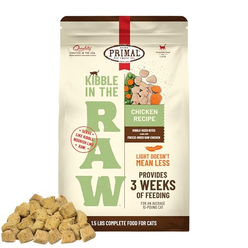 Primal Kibble in The Raw, Freeze Dried Cat Food, Chicken, Scoop & Serve, Made with Raw Protein, Whole Ingredient Nutrition, Crafted in The USA, Dry Cat Food, 24 Ounce (1.5 lb) Bag