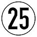 Geschwindigkeitsschild 25 km/h, 20cm nach §58 StVZO, Folienaufkleber zur Anbringung Karosserie aussen, Aufkleber, Geschwindigkeit, rund, für Traktor, LKW, Rollstuhl, etc.