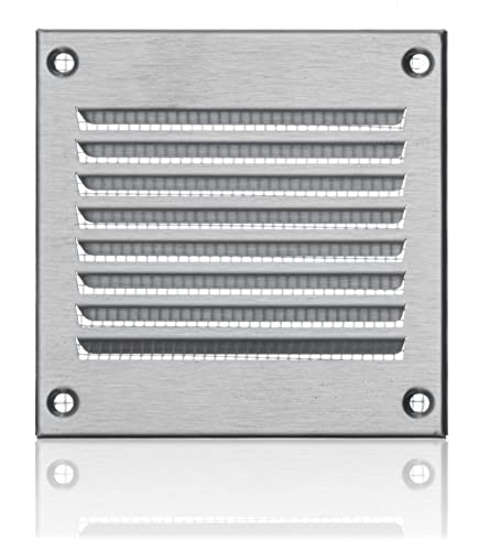 ABOUT VENT 100x100mm Edelstahl Lüftungsgitter mit Insektenschutz - Metall Abluftgitter - Abluft Zuluft Gitter