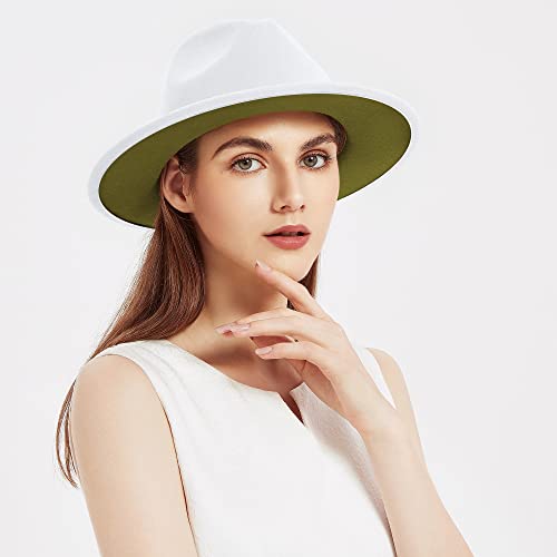 Image of Wide Brim Fedora Hats for Women Mens Felt Fedora Hats With Belt Buckle