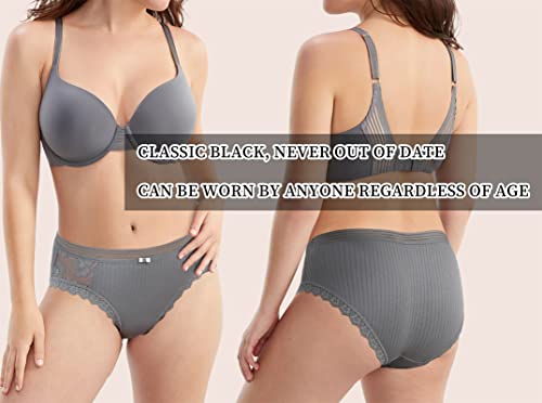 Image of LEVAO Cotton Underwear for Women 6 Pack Sexy Lace Cheeky Bikini Panties | Breathable cotton bikini panties soft stretchy full coverage hipster briefs ideal daily wear Ladies Girl Lingerie