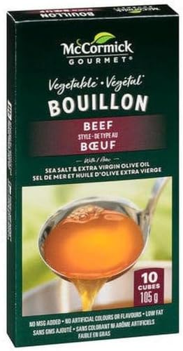 McCormick Gourmet All-Vegetable Bouillon Cubes, 10 Cubes, Beef Style Flavor, 105g/3.7 oz., Box (Imported from Canada)