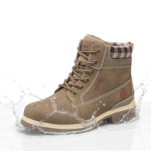 Image of ANJOUFEMME Outdoor Hiking Boots for Women Waterproof - Womens Ankle Boots Lightweight Snow Winter Boots for Trekking Walking