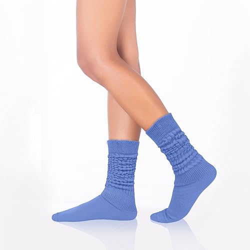 Image of Violet Mist women slouch socks thick colored knee high scrunch socks long stacked sock boot 80s 90s Novetly