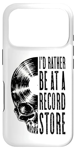 Vinyl Records LP�R���N�^�[ Be At A Record Store Music Skull �X�}�z�P�[�X iPhone 17 Pro �p