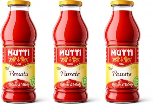 Image of Mutti Parma Passata Di Pomodoro Tomato Puree • Italian Sun-Ripened Tomatoes • Delicate & Velvety, 14.11 oz ℮ 400 g (Pack of 3)