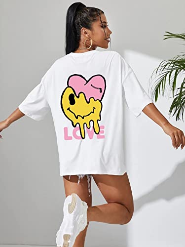 Image of DENIMHOLIC Cotton Half Sleeve Printed Oversized t Shirts for Women, Loose t Shirts for Women, Baggy t Shirt for Women, Graphic Tshirt for Women Oversize,