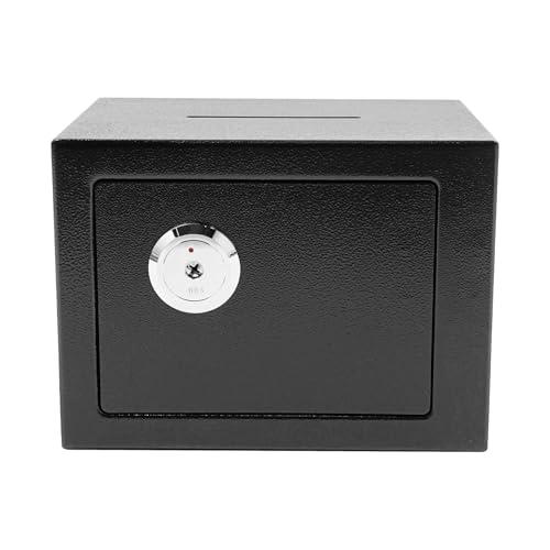 Caja fuerte para llaves, caja de dinero con cerradura con ranura, caja fuerte de 4,6 l para el hogar, hucha, caja fuerte pequeña con llave, caja fuerte mecánica para muebles para el hogar con llave