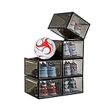 Kroshine Shoe Boxes Clear Plastic Stackable,6 Pack Shoe Organizer for Sneaker Storage with Magnetic