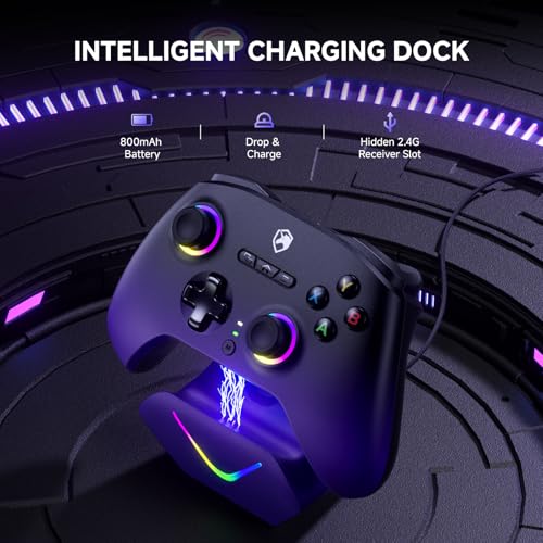 ECHTPower PC Controller-Dual TMR Hall Effect Joysticks Anti-Drift & Triggers 1000Hz Polling RGB Lighting, Programmable Buttons for PC/Switch/Switch 2/iOS/Android-Wired & Wireless with Charging Dock - Image 5