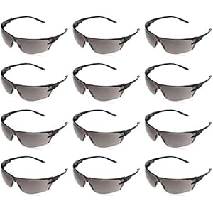 AmazonCommercial Safety Glasses (Gray/Black Anti-scratch) 12-pack