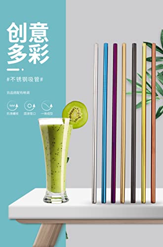 Image of 100Pcs Reusable Metal Straight Straw in Bulk Order (8.5 inch Long, Blue-100pcs Straight)