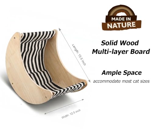 Image of Cat Window Perch, Plywood Moon Bed with 4 Heavy-Duty Suction Cups | Window-Mounted, Drill-Free, Up to 40 lb Support, For Small to Medium Cats, Spacious Lounging Area, Machine-Washable Pad