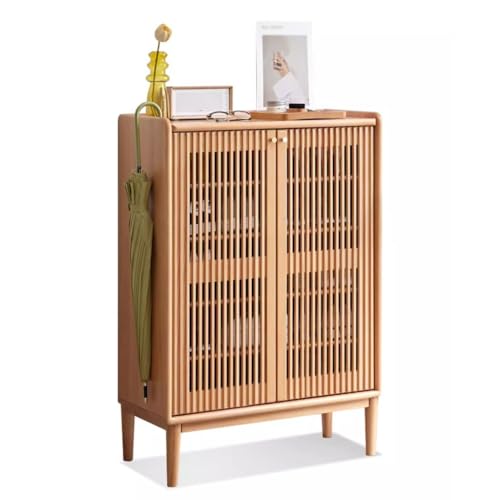 Freestanding Shoe Rack Locker Solid Wood Shoe Cabinet Modern Simple Small Apartment Entrance Cabinet Household Large Capacity Storage Locker Multifunctional Locker (A One Size)