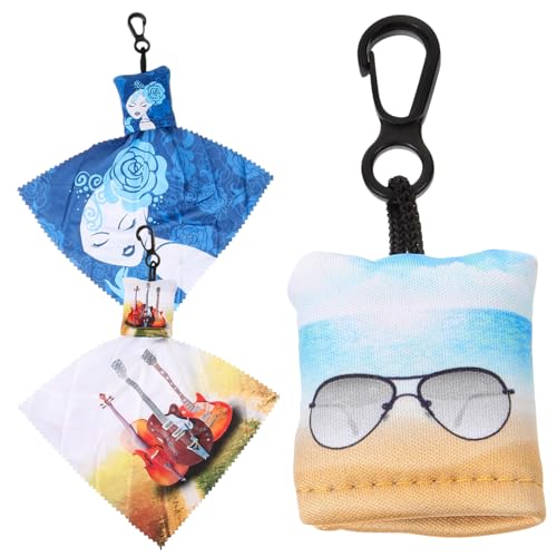 Anneome Set de 3 Lingettes Nettoyantes pour Lentilles et Écrans, Microfibre Portable Mousqueton, Adapté au Nettoyage D'appareils Photo et Lunettes