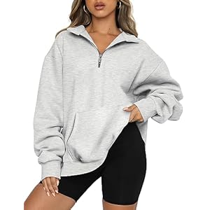 Trendy Queen Womens Zip Up Hoodies Oversized Sweatshirts Preppy Clothes Fall Teen Girls Outfits Fashion Crewneck Pullover