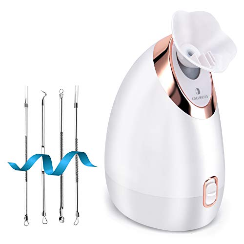 EDELWEISS Facial Steamer Nano Ionic Face Steamer for Home Facial, with Aromatherapy, Warm Mist Humidifier Atomizer for Face Sauna Spa Sinuses Moisturizing, Unique Self Care Gifts for Women