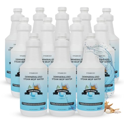 Image of Steam & Go Demineralized Water for Steam Mop - Clean Ocean Scent, 32 oz (Pack of 12) | Scented Floor Cleaner Solution, Ready-to-Use, Compatible with Any Steam Cleaner
