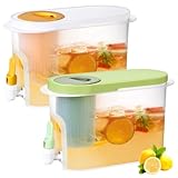 Sunnychicc 2 Pcs 1 Gallon Drink Dispenser for Fridge, Beverage Dispenser with Spigot Lemonade Dispenser Refrigerator Water Dispenser Drink Containers with Lids Juice Jug for Parties(Green, Yellow)