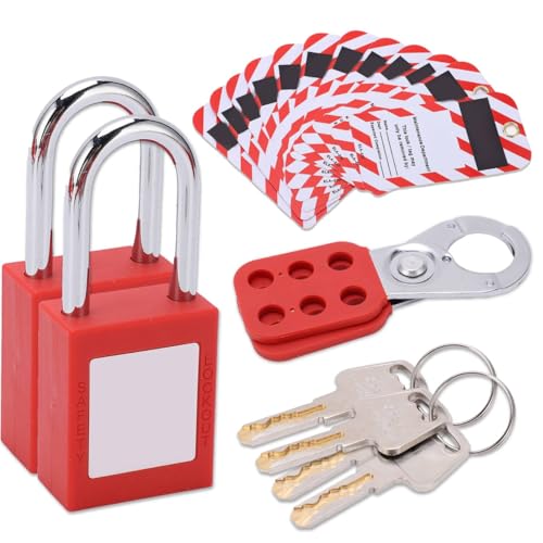 Image of Electrical Lockout Tagout Kit Tag Hasp Red Loto Locks Padlock Set Rustproof Industrial Electric Power Equipment Lock for Lock Out Tag Out Station