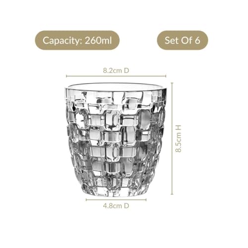 Image of Nestasia Transparent Small Juice Glasses Set of 6 (260 ml Each) - 100% Food Safe & Dishwasher Safe Basket Weave Textured Tumblers - Ideal for Water, Tea, Coffee & Refreshments - Perfect for Gifting