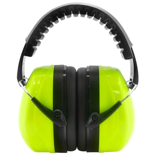 Image of BDS Safety Premium Ear Muffs - NRR 26dB SNR 33dB Noise Reduction Headphones - Adjustable & Foldable Hearing Protection for Shooting, Construction, Studying, Sleeping (Neon Green)