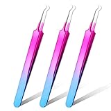3 Pieces Blackhead Tweezers Acne Blemish Stainless Steel Blemish Extractor Tool for Remove Blackhead...