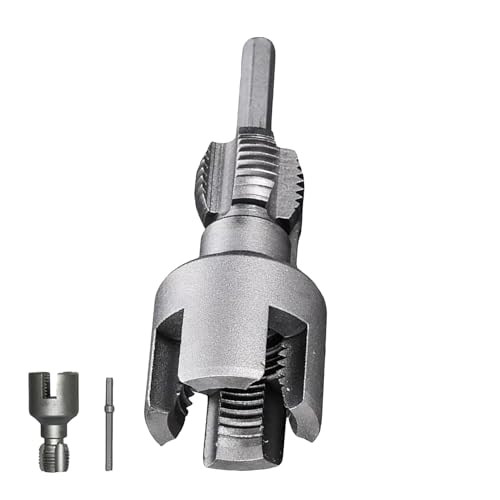 Integrated Internal & External Pipe Threading Tool, 1/2'' 3/4'' 1'' Dies, Electric Drill Compatible PVC & Plastic Pipe Threader Kit, Pipe Thread Cutting Tool (3/4'')