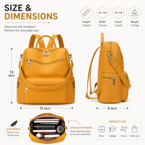Image of Leather Backpack for Women | Large Capacity | College and Office use | PU Leather | shoulder bag for Ladies,