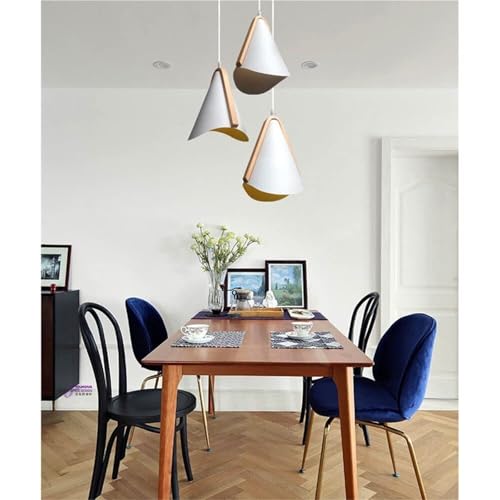 Lámpara E27 para isla de cocina y cafeterías moderna con tres luces de madera 7