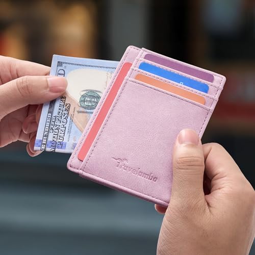Image of Travelambo Slim Wallet Front Pocket Minimalist Leather RFID Blocking Medium Size